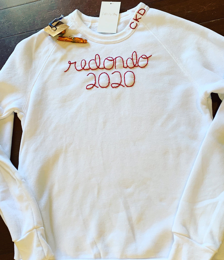 CUSTOM LARGE FRONT Hand Embroidery Fleece Sweatshirt