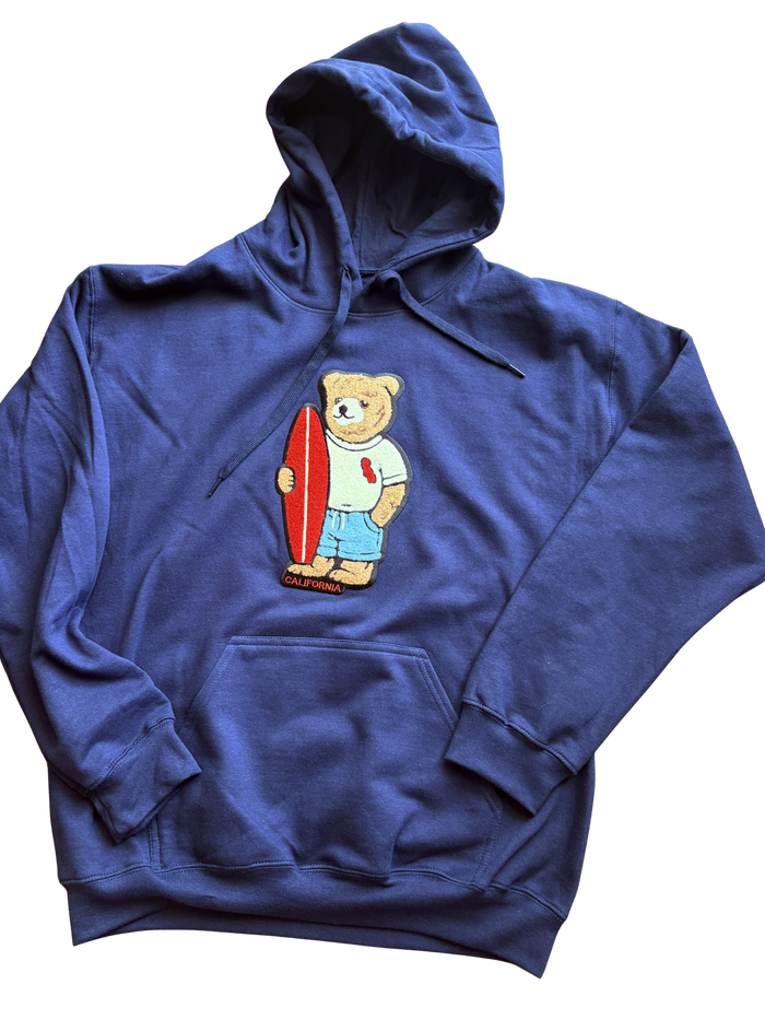 Surfer Bear Patch Long Sleeve Pullover Hoody