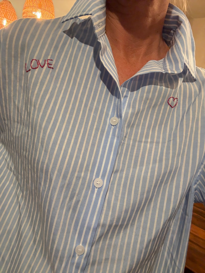 Hand Embroidered Relaxed Women's Button Down Shirt