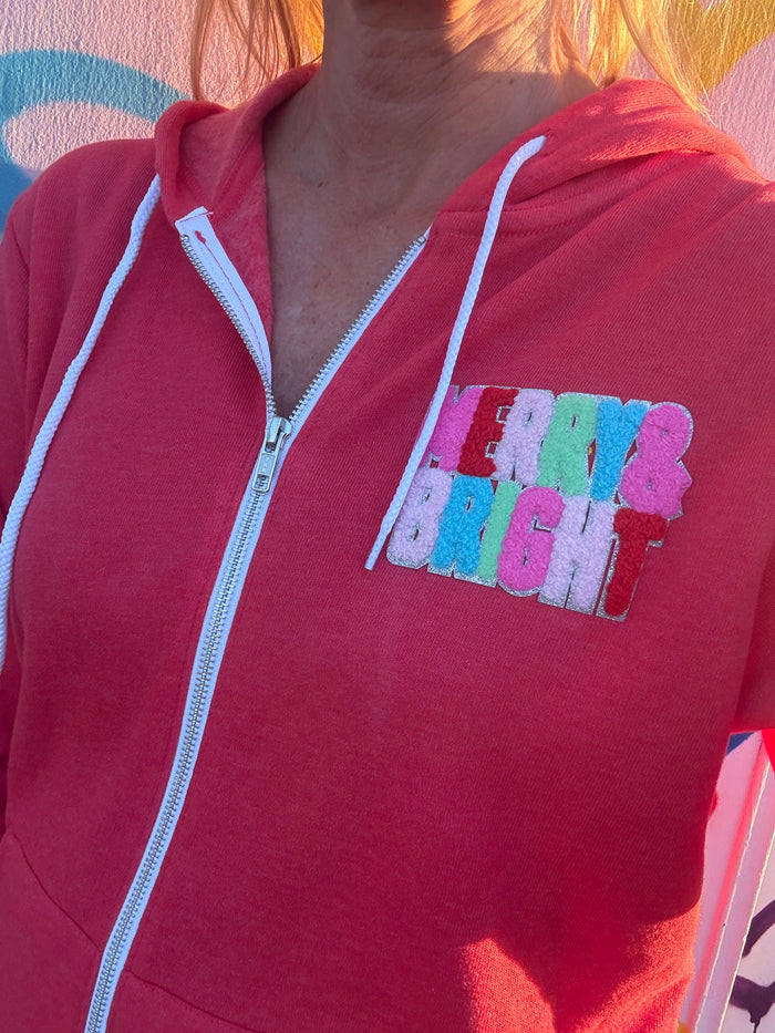 Merry & Bright Long Sleeve Zip Hoody