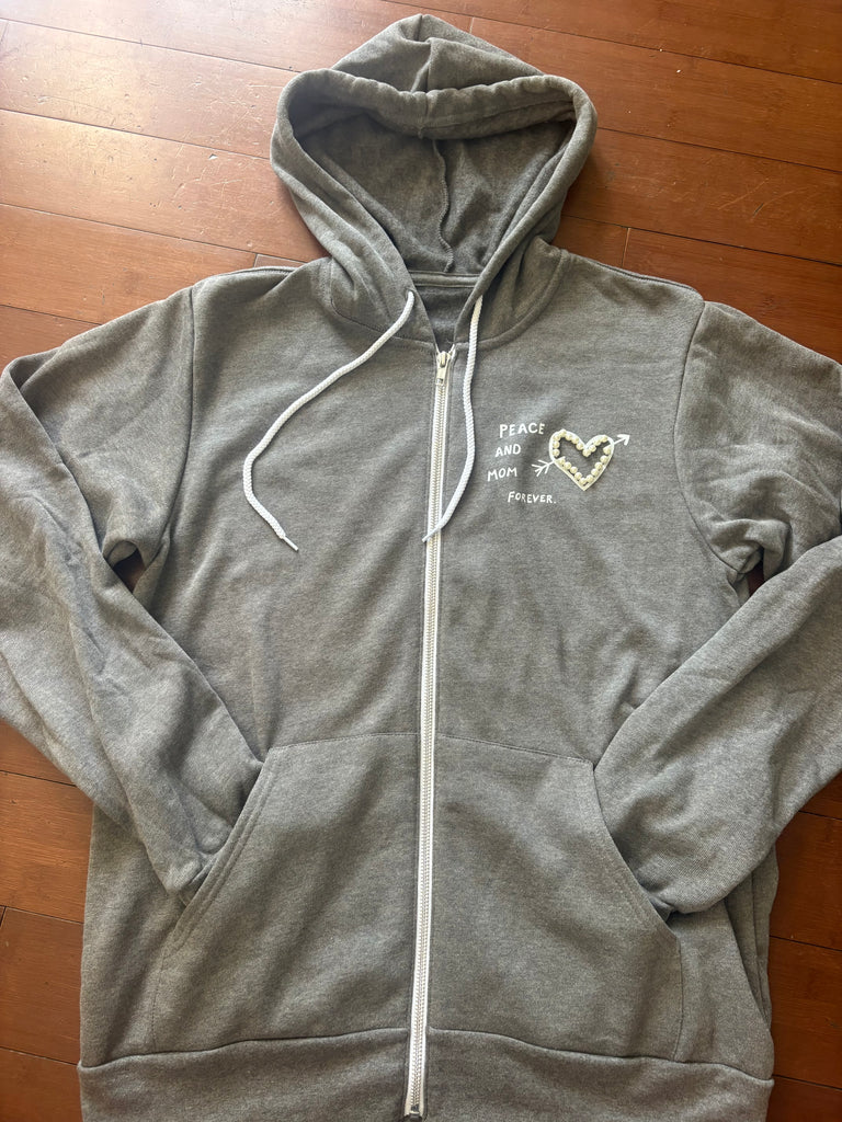 MOM Long Sleeve Zip Hoody with Pearl Embroidery