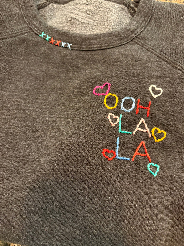 OOH LA LA  Long Sleeve HAND EMBROIDERED WOMENS FLEECE