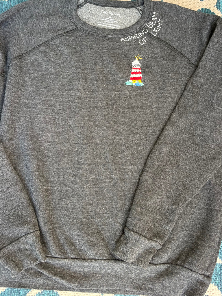 Hand Embroidered Lighthouse Long Sleeve Sweatshirt