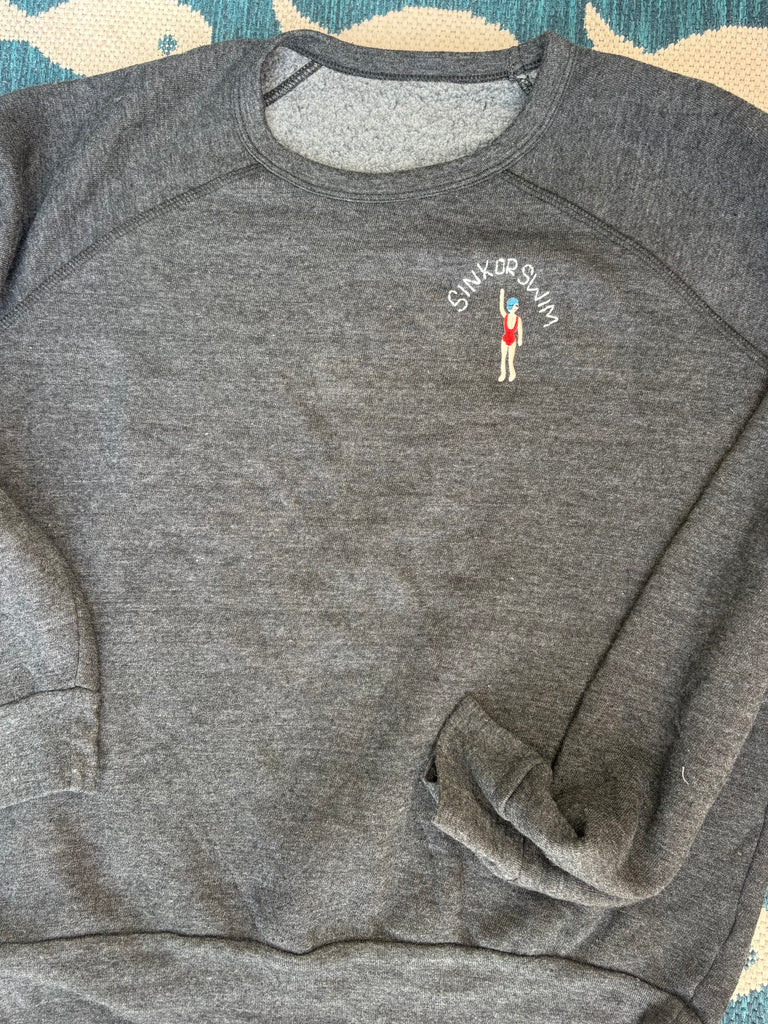 Hand Embroidered Sink or Swim Long Sleeve Sweatshirt