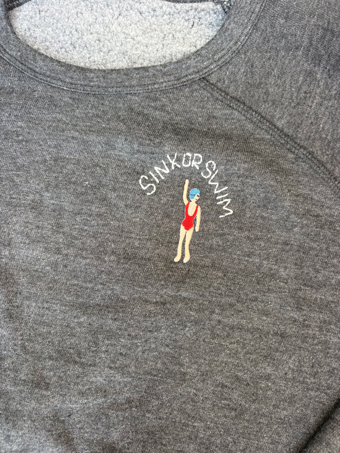 Hand Embroidered Sink or Swim Long Sleeve Sweatshirt
