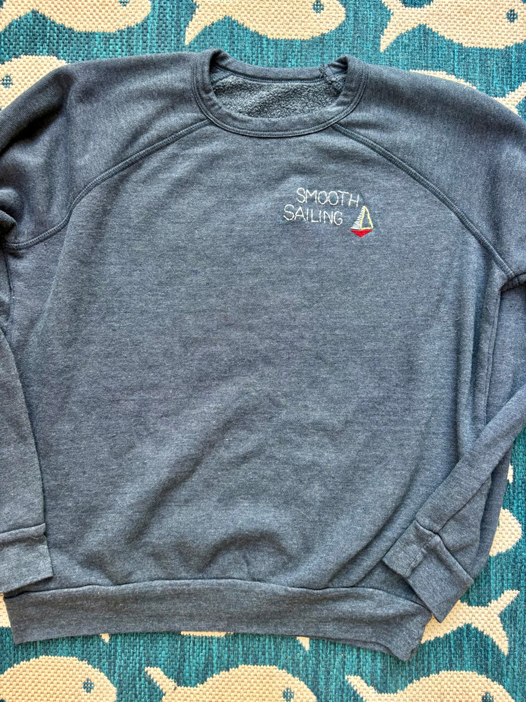 Hand Embroidered Smooth Sailing Long Sleeve Sweatshirt
