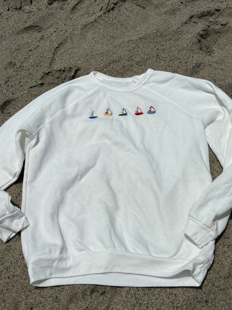 Hand Embroidered Sailboat Sweatshirt