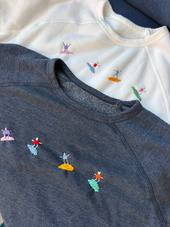 Hand Embroidered Surfer Sweatshirt