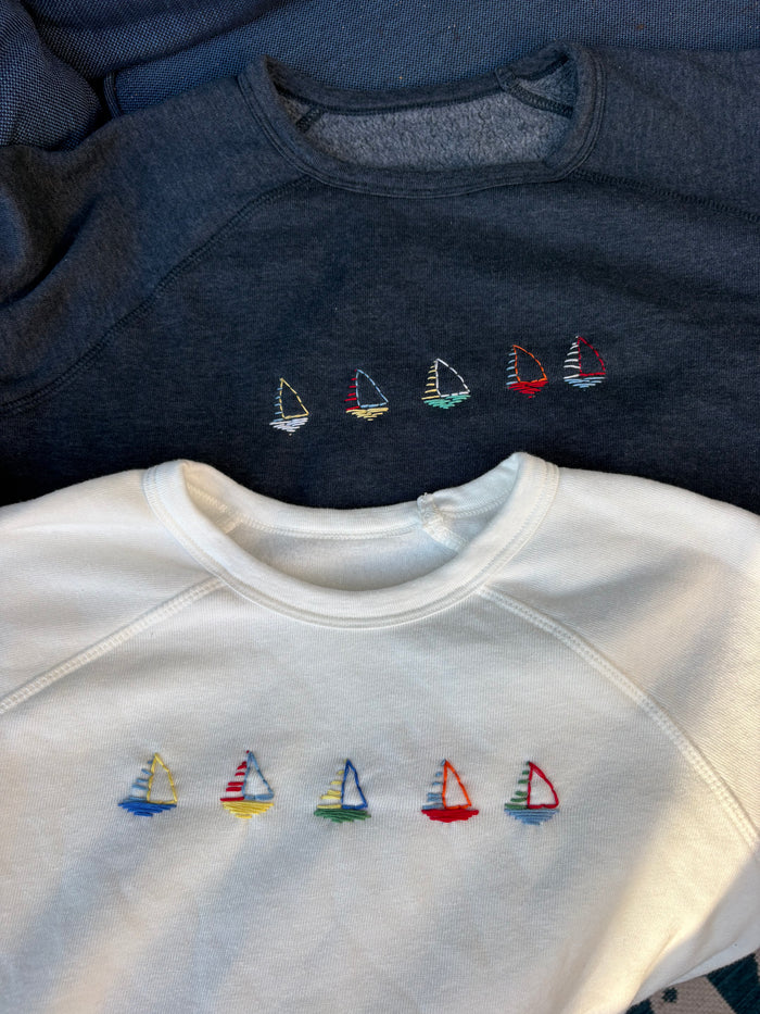 Hand Embroidered Sailboat Sweatshirt