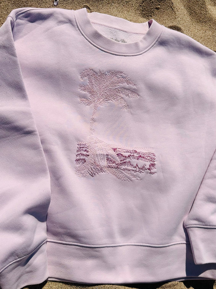 Beach Embroidered Long Sleeve Sweatshirt