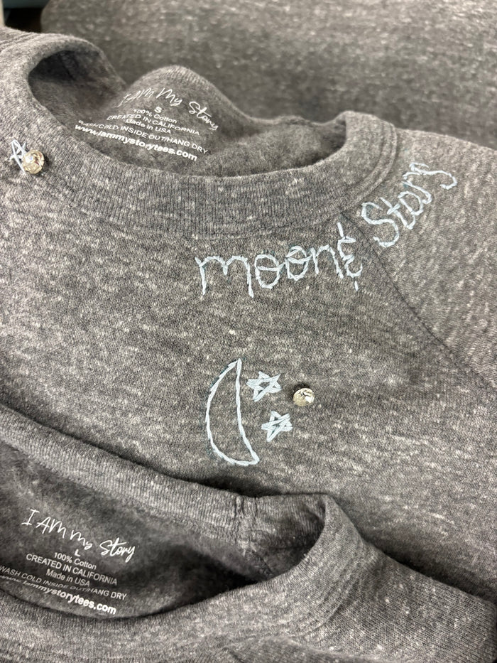 Hand Embroidered Moon and Stars Sweatshirt