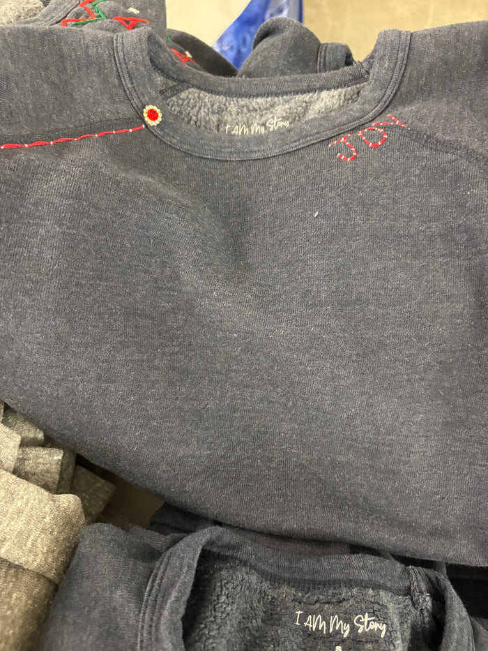 Hand Embroidered Joy with Rhinestone Sweatshirt