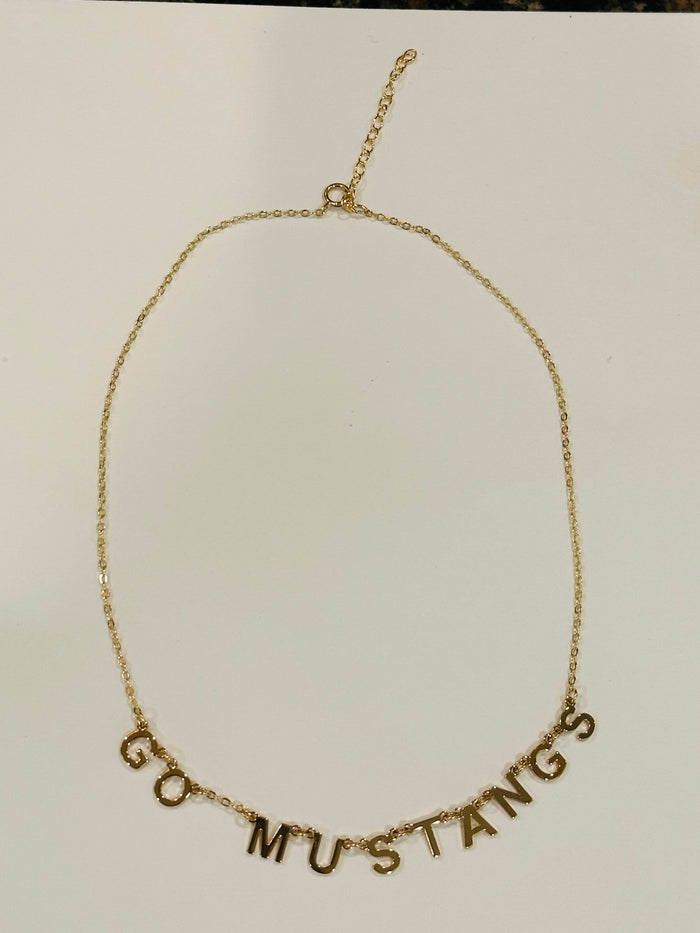 Go Mustangs Gold Chant Necklace