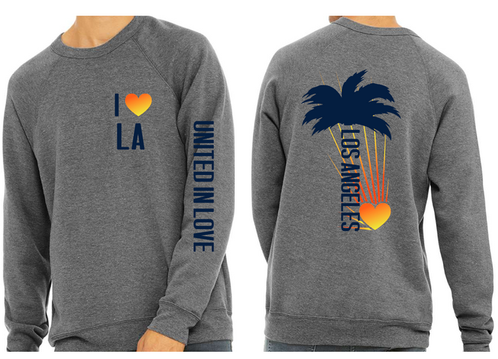 I Love LA Long Sleeve Fleece UNISEX Crew