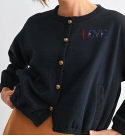 Women's LOVE  Long Sleeve Fleece Cardigan