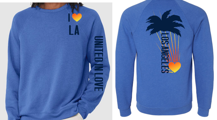 I Love LA Long Sleeve Fleece UNISEX Crew