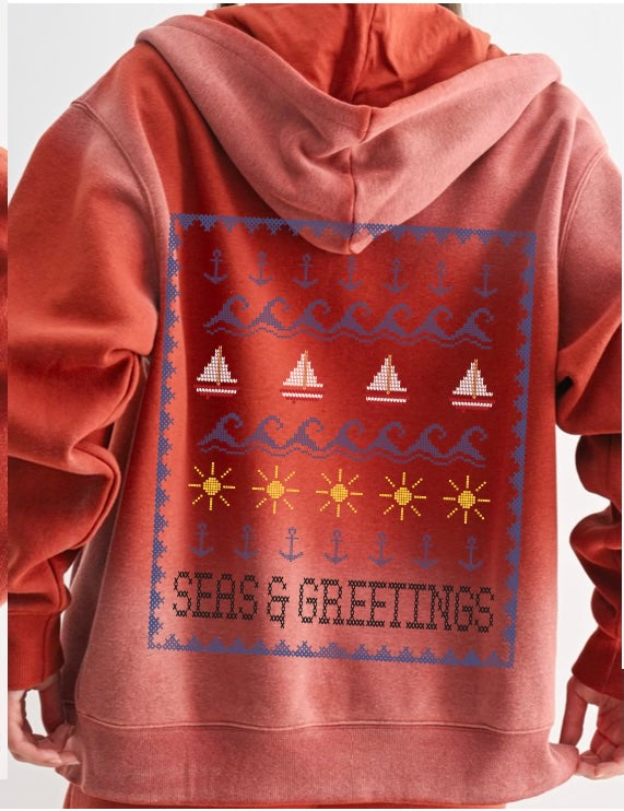 Women's Ombre Seas & Greetings Long Sleeve Fleece Zip Hoody