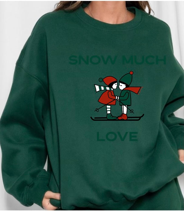 Women's Snow Much Love Skier Oversized Fleece Crew