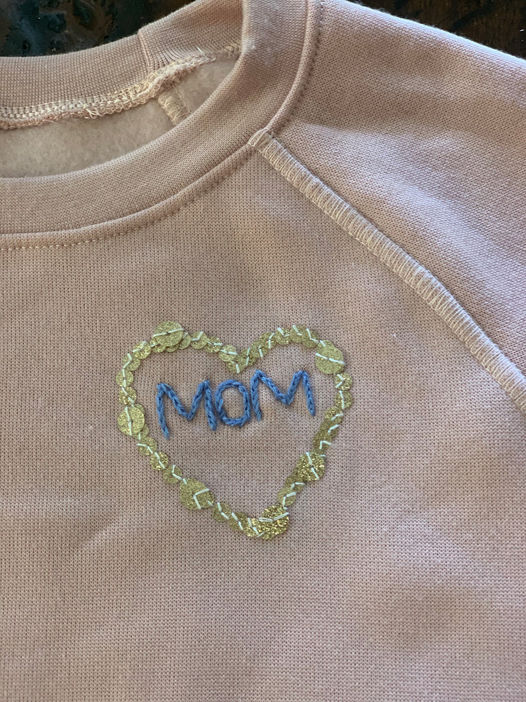 CUSTOM NECKLINE Hand Embroidery Fleece Sweatshirt