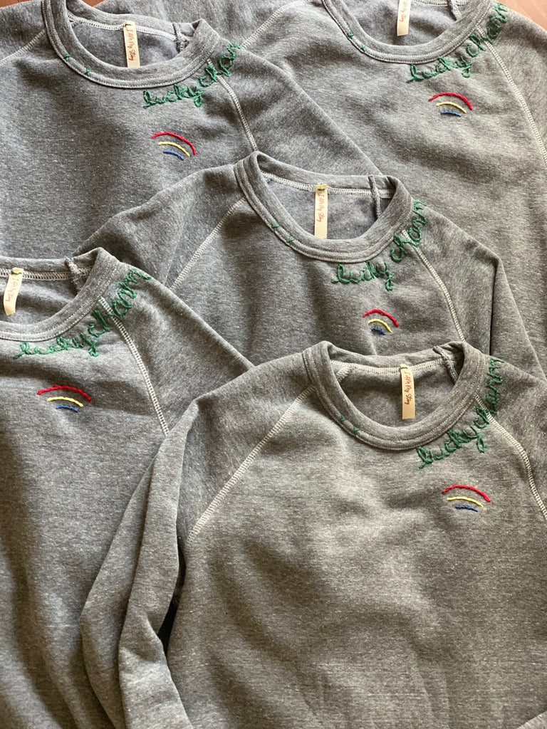 CUSTOM NECKLINE Hand Embroidery Fleece Sweatshirt